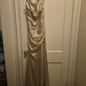 Elegant Gold Sequin Evening Gown
